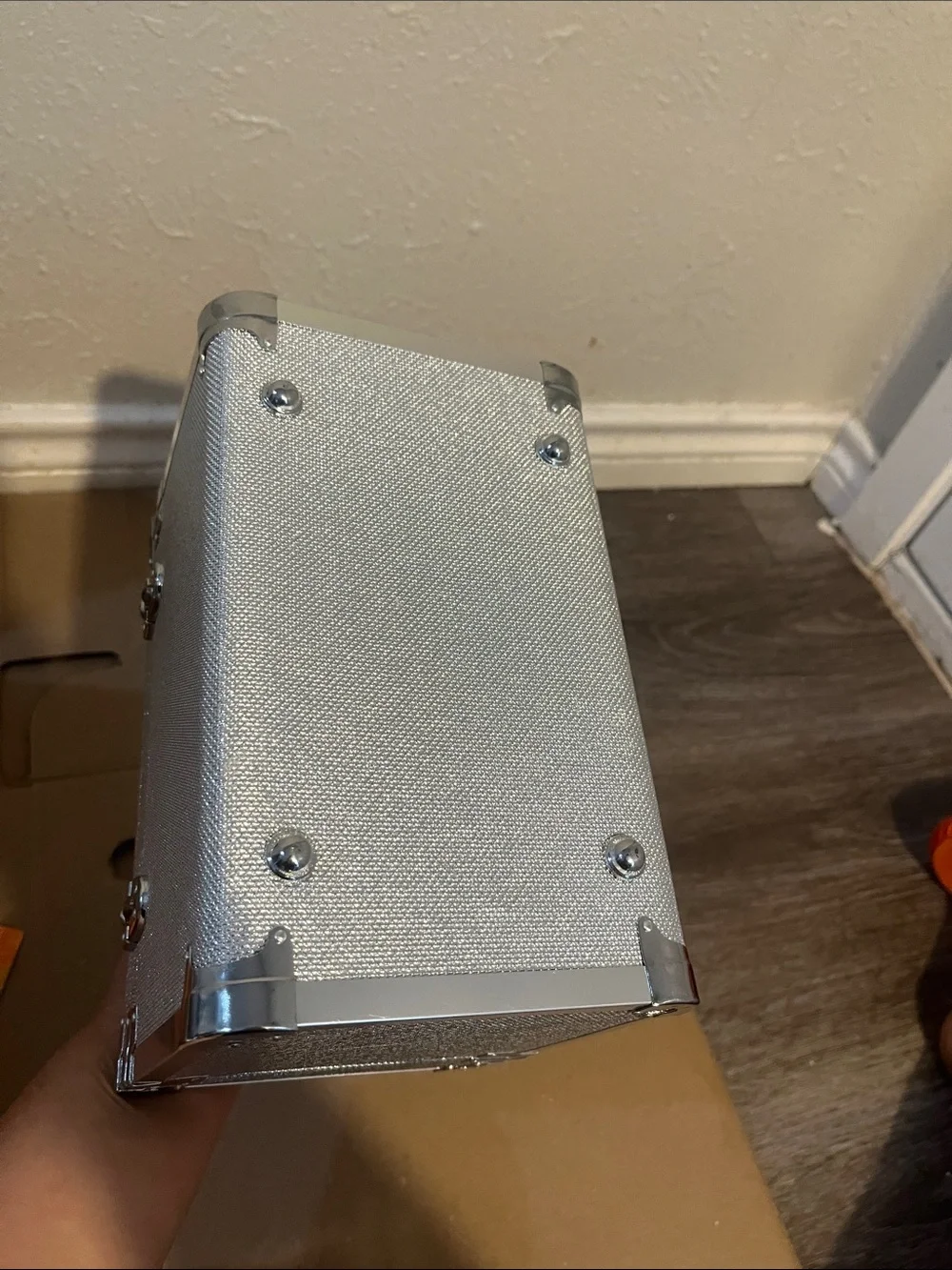 Silver Portable Storage Case with Handle